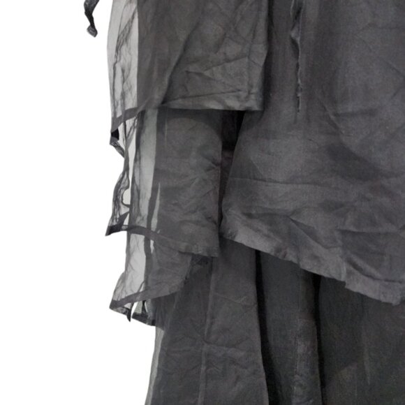 TIAR Women's 100% Silk Lightweight Layered Goth Whimsical Maxi Skirt - M - Picture 4 of 8